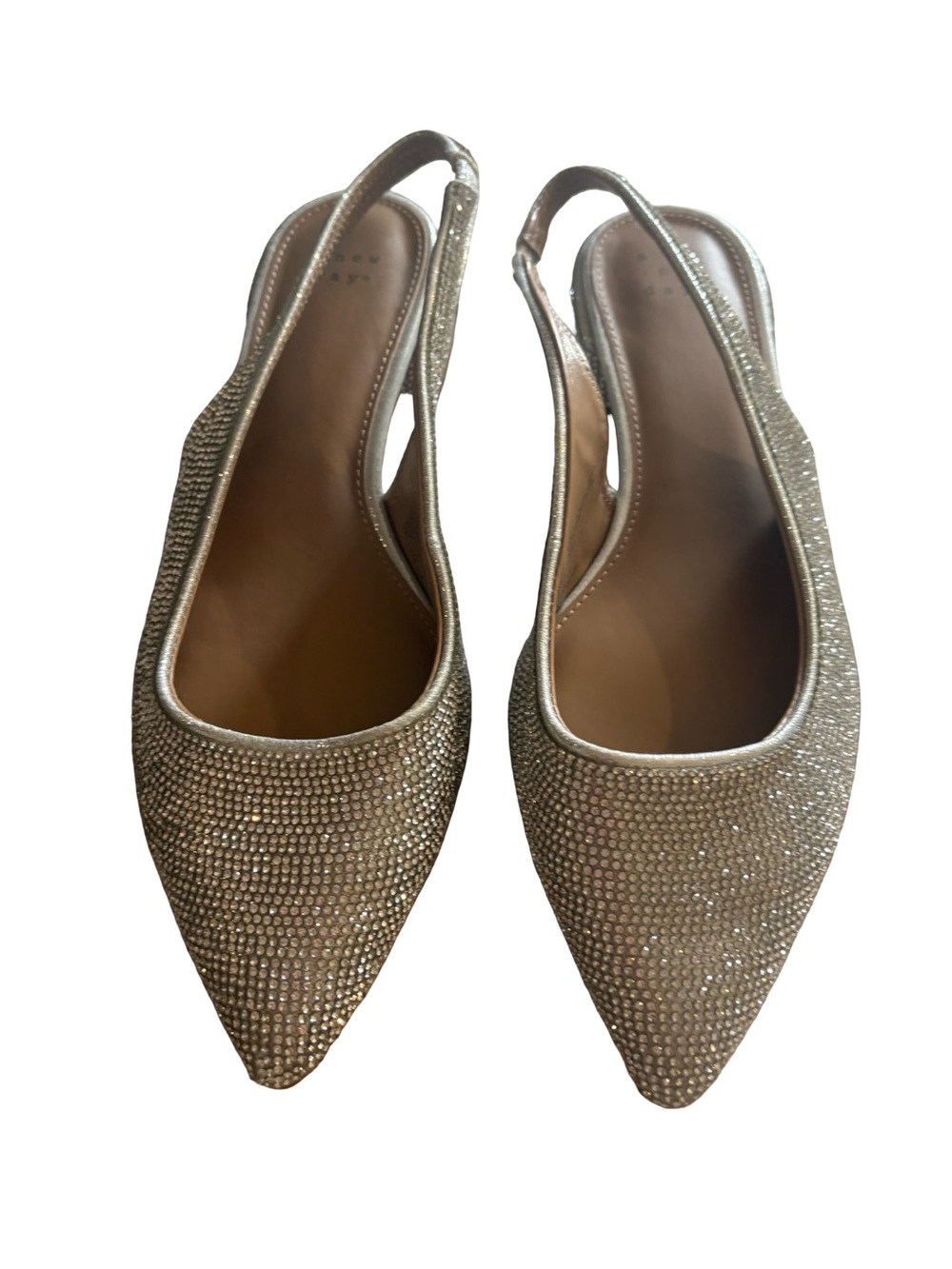 a new day Gold Crystal Pointed Slingback Flats